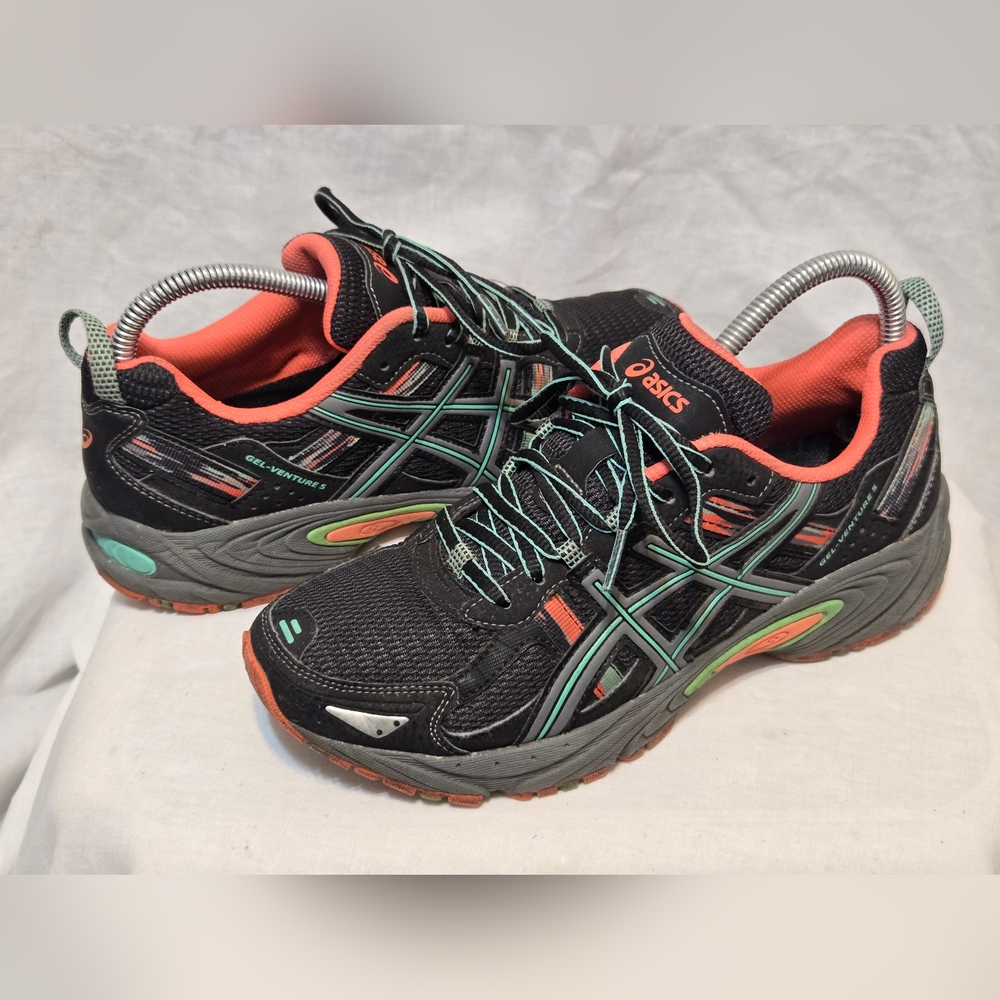 Asics Womens Gel Venture 5 T5N8N Black Running Shoes Sneakers Sz 8